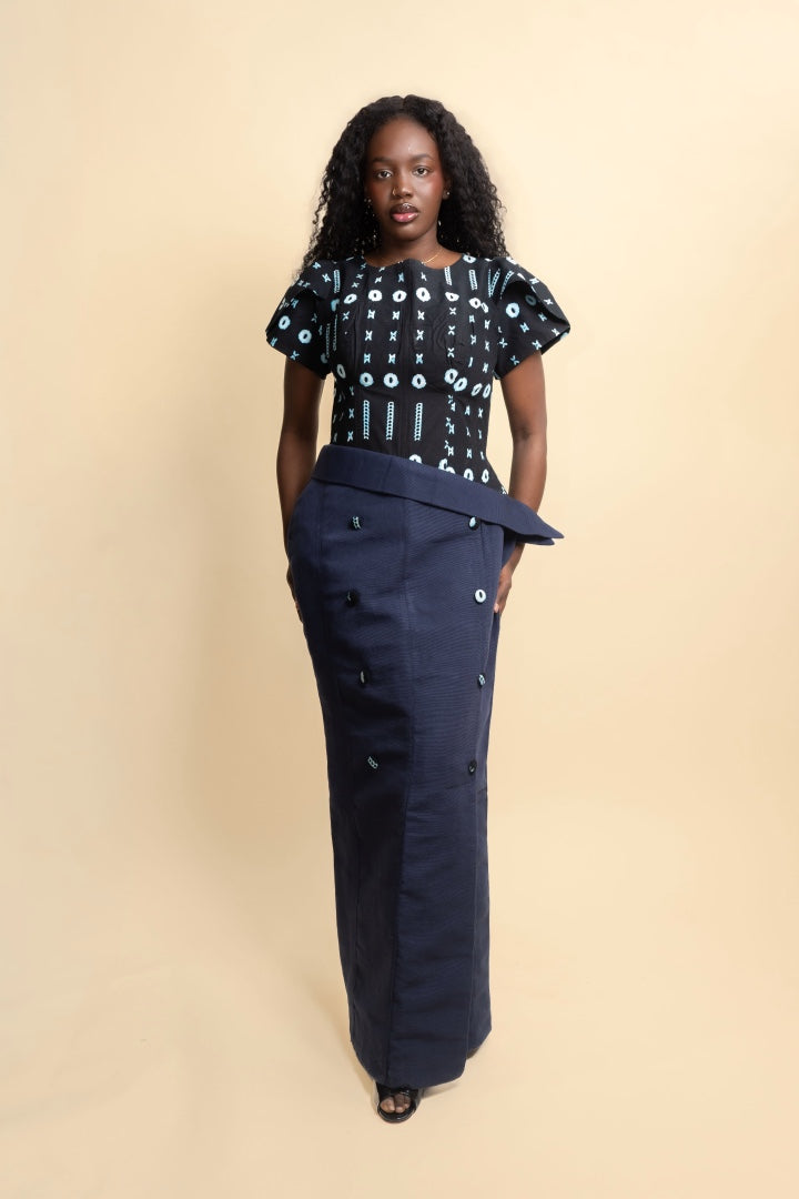 Longue Jupe robe bleu (Ancara Asoeke mx)