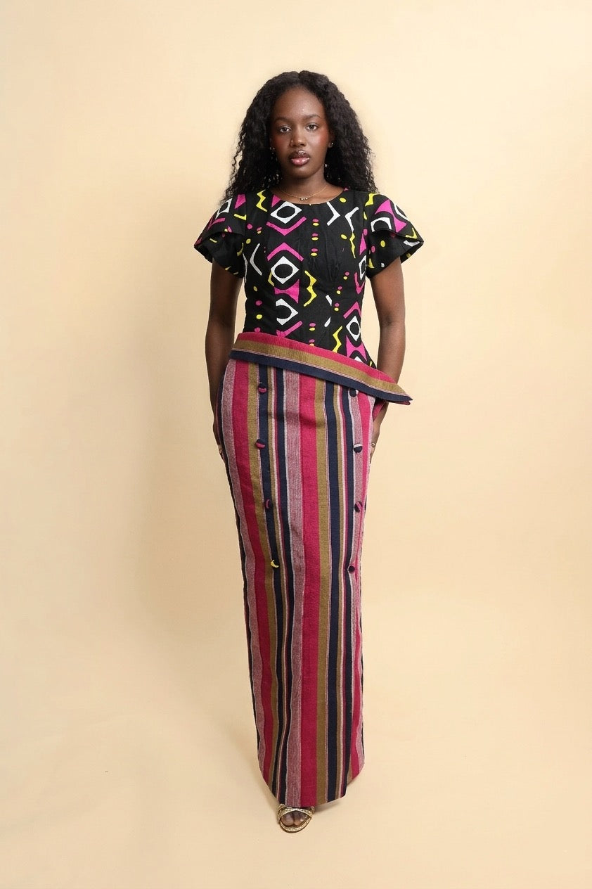 Longue Jupe robe bleu (Ancara Asoeke mx)