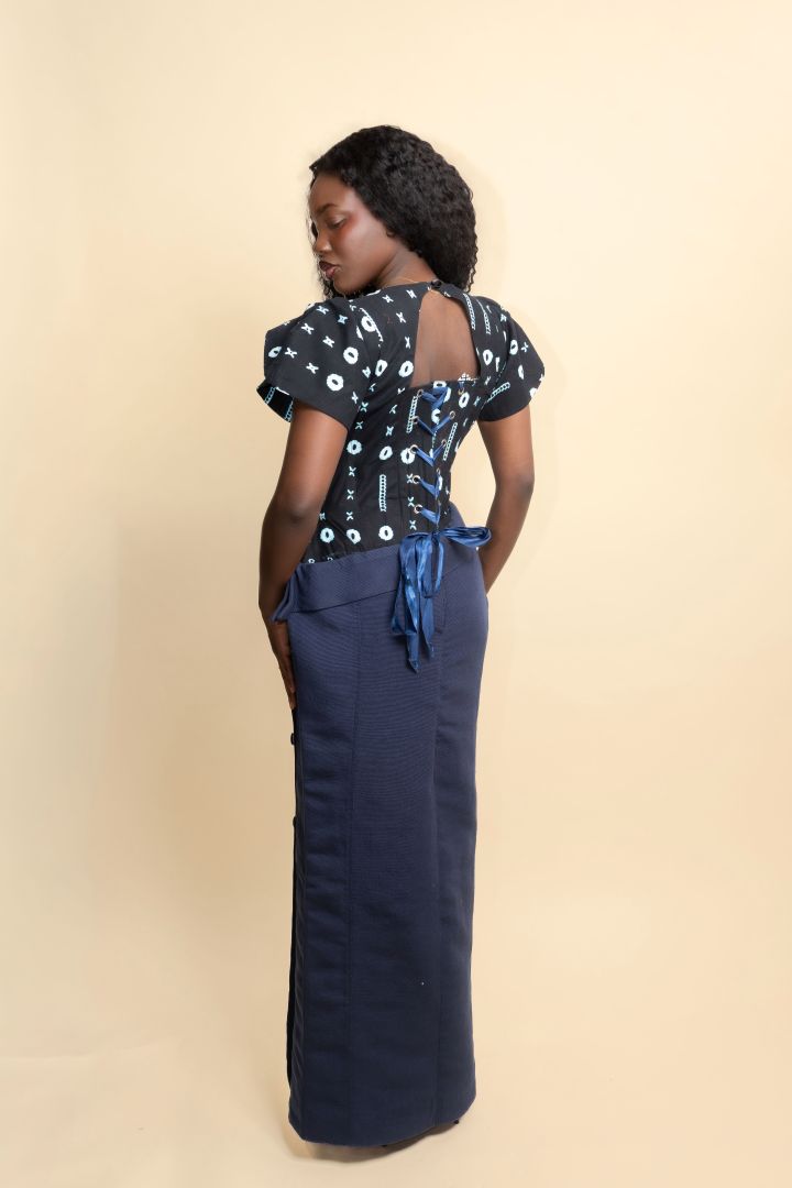 Longue Jupe robe bleu (Ancara Asoeke mx)